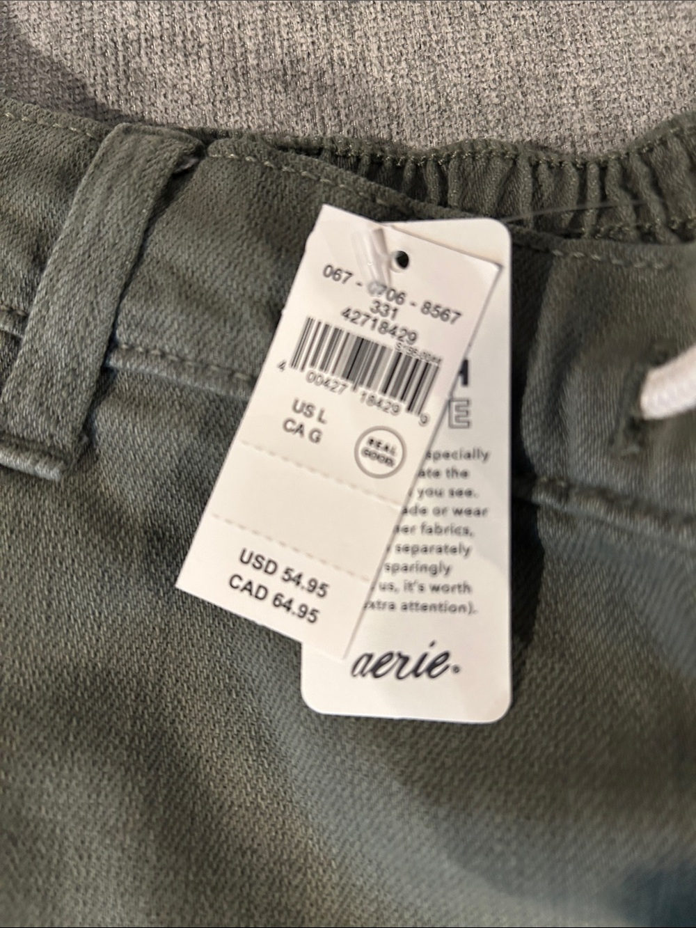 aerie Olive Green Drawstring Casual Shorts - Picture 2 of 3